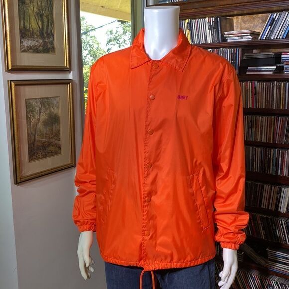 Obey Nylon Windbreaker Snap Front Jacket - Picture 3 of 15